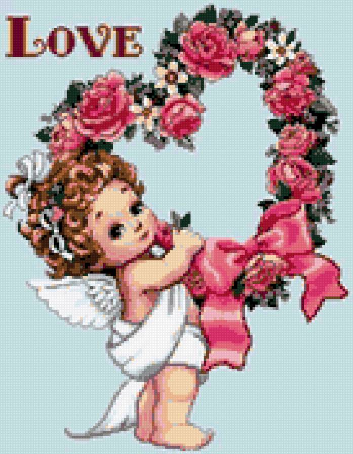 Ангелочек - ангелочек, сердечко, малыши, ангелочки, ангелы, розы - предпросмотр