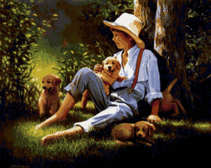 игра - мальчик, животные, щенки, щенок, собака - предпросмотр