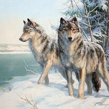 Схема вышивки «Пара волков 1»