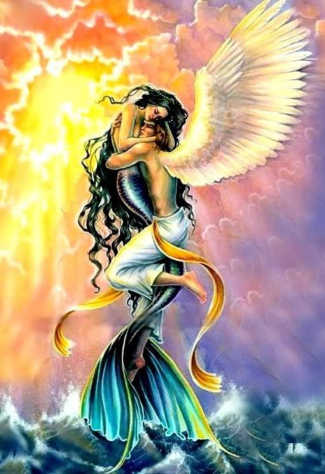 русалка и ангел - ангел, море, русалка - оригинал