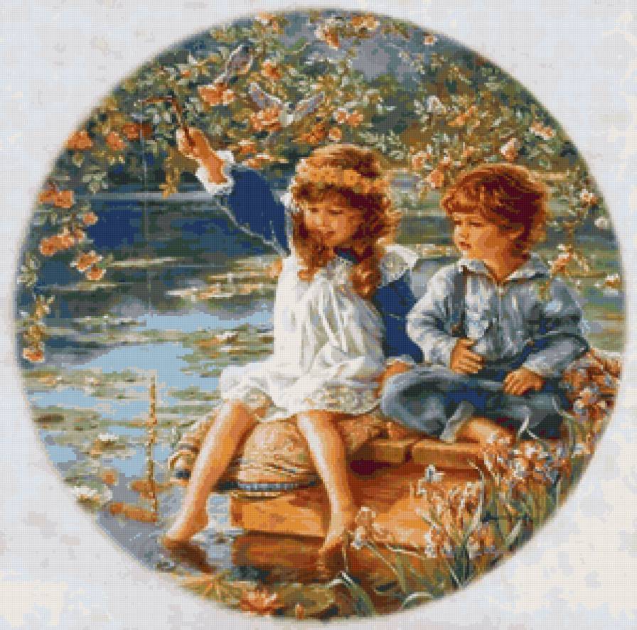 Малыши - дети, малыши, цветы, природа - предпросмотр