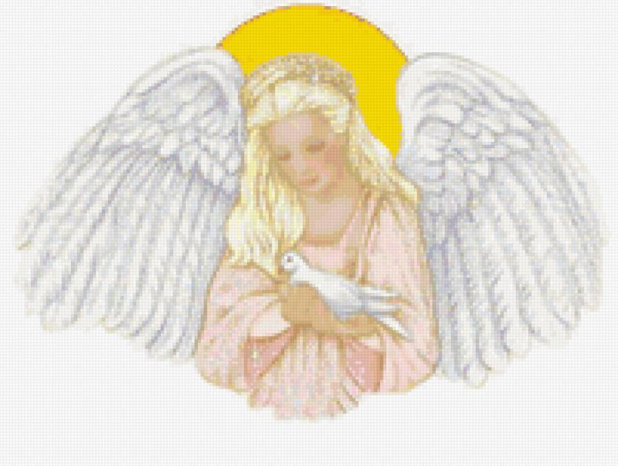 Ангел - красота, девушка, ангел, голубь - предпросмотр