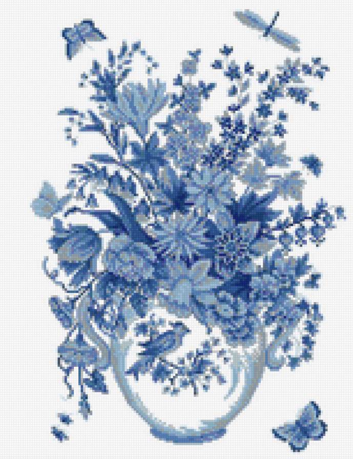 ваза с цветами - птицы, цветы, ваза, натюрморт - предпросмотр