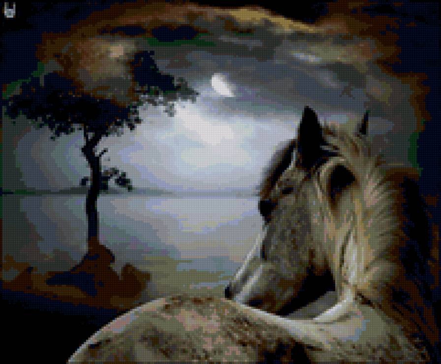 №25145 - животные, картина, искусство, природа, лошадь, живопись - предпросмотр