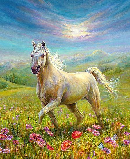 Прогулка - конь, картина, пейзаж - оригинал