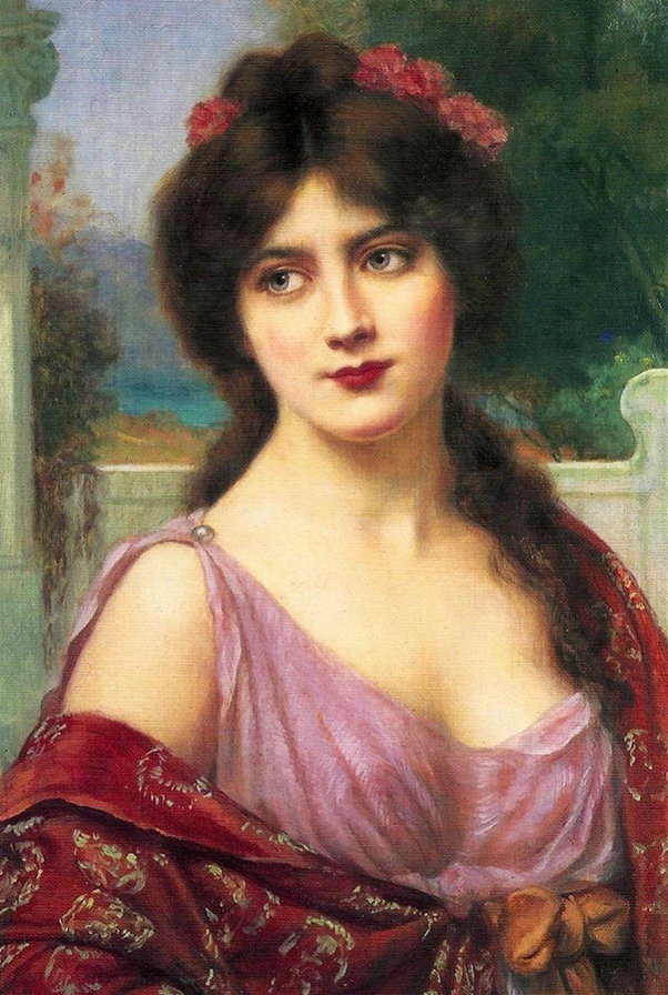 девушка  в красном - портрет, , искусство, живопись, картина - оригинал