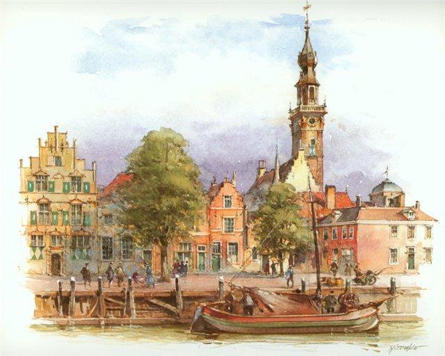 Detlev Nitschke-4 - лодка, улица, городской пейзаж, город, канал, дом - оригинал