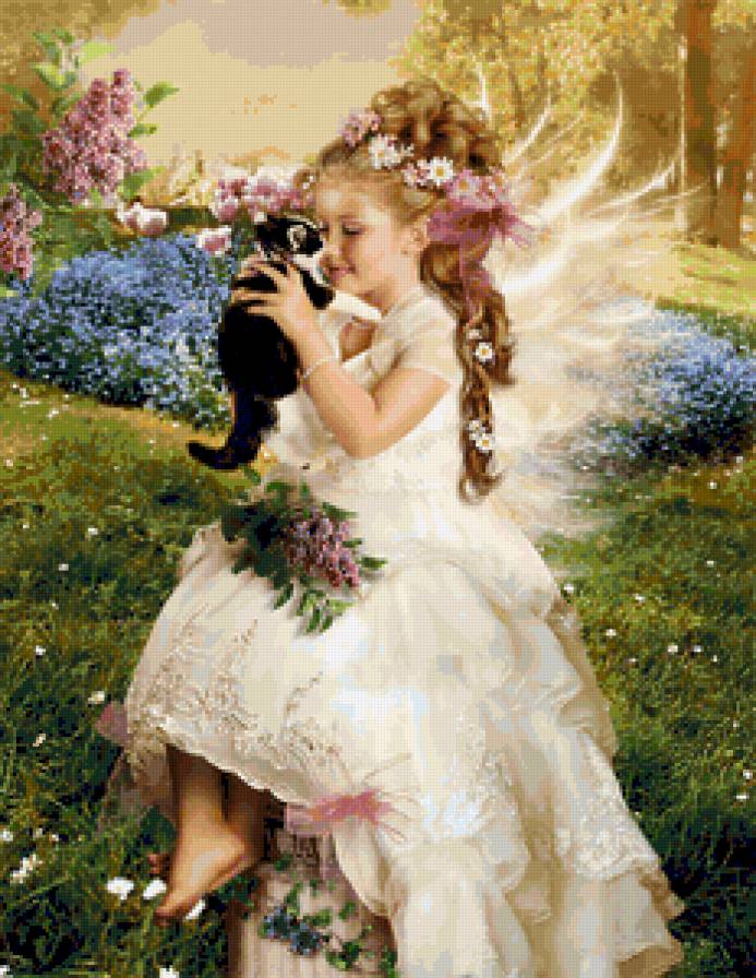 девочка и котенок3 - предпросмотр