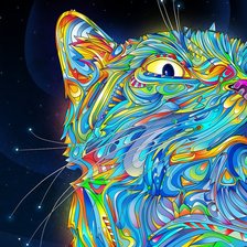 Схема вышивки «Цветная киса»