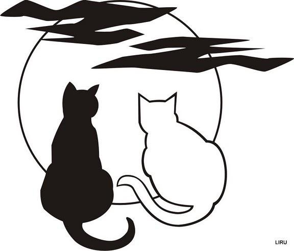 кошки - луна, кошка, облака - оригинал