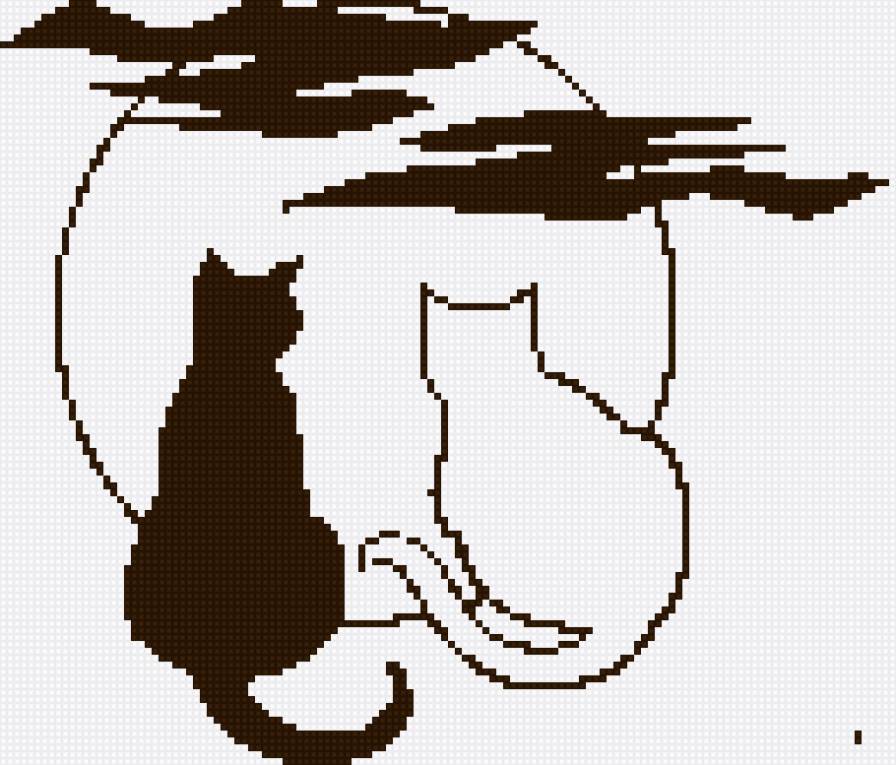 кошки - луна, кошка, облака - предпросмотр