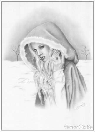 девушка - лица, взгляд, зима, снег, девушка, люди, тоска, чувства, природа - оригинал