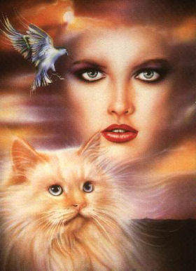 женщина с котом - женщины - оригинал