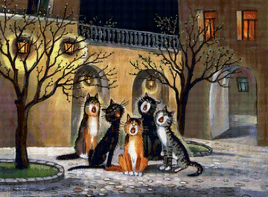 пение котов - коты в окошках - предпросмотр