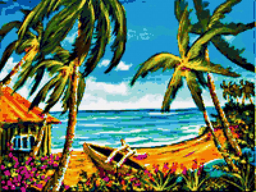 Райский уголок - пейзаж, море, природа, пальмы, солнце, райский уголок - предпросмотр