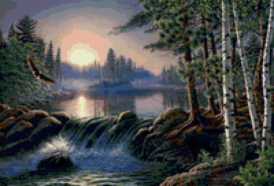 В лесу - река, лес, пейзаж, деревья - предпросмотр