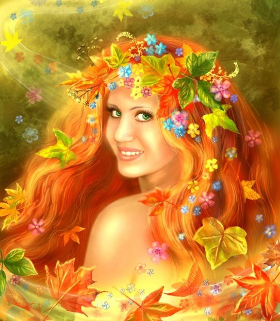 №29017 - цветы, девушка, рыжая, лето - оригинал