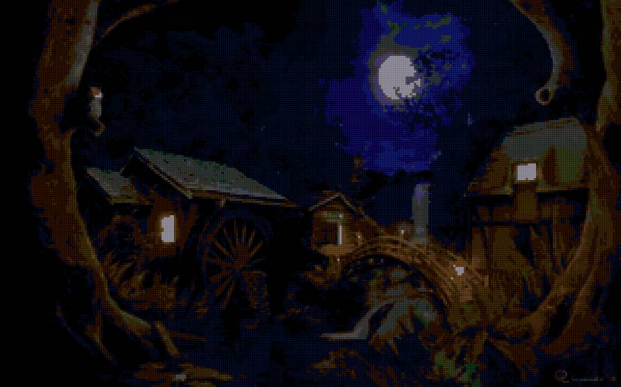 ночь - ночь, деревня, пейзаж - предпросмотр