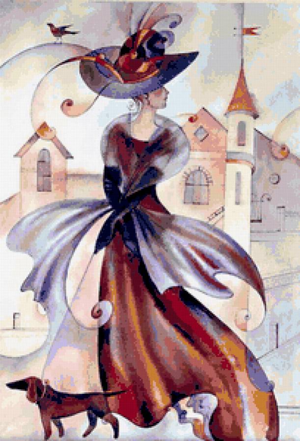 Дама с собачкой - рисунок - предпросмотр