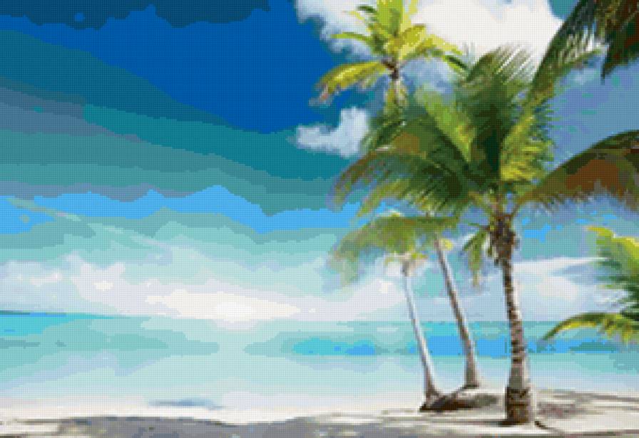 морской пейзаж - море, пальмы - предпросмотр