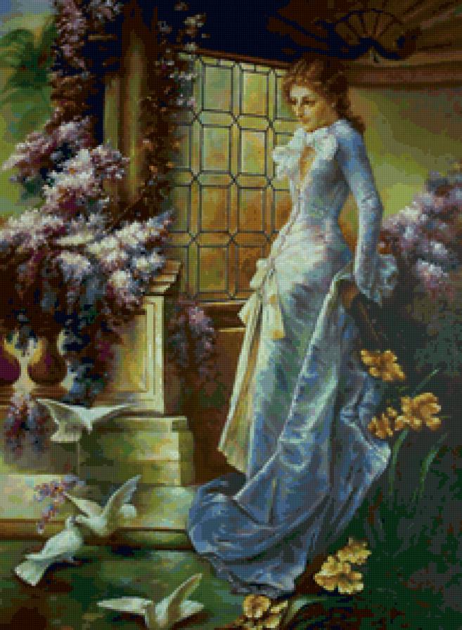 живопись - дама с голубями - предпросмотр