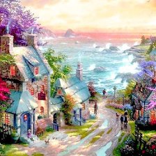 Схема вышивки «Деревушка у моря»