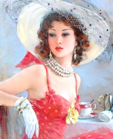 Дама в розовом - портрет, девушка - оригинал