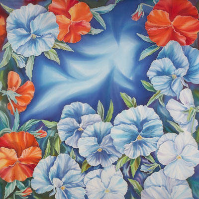 Подушка "Виола" - виола, цветы, подушка, анютины глазки, фиалки - оригинал