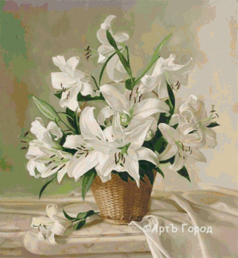 цветы - лилии, природа, цветы, букет, натюрморт - предпросмотр