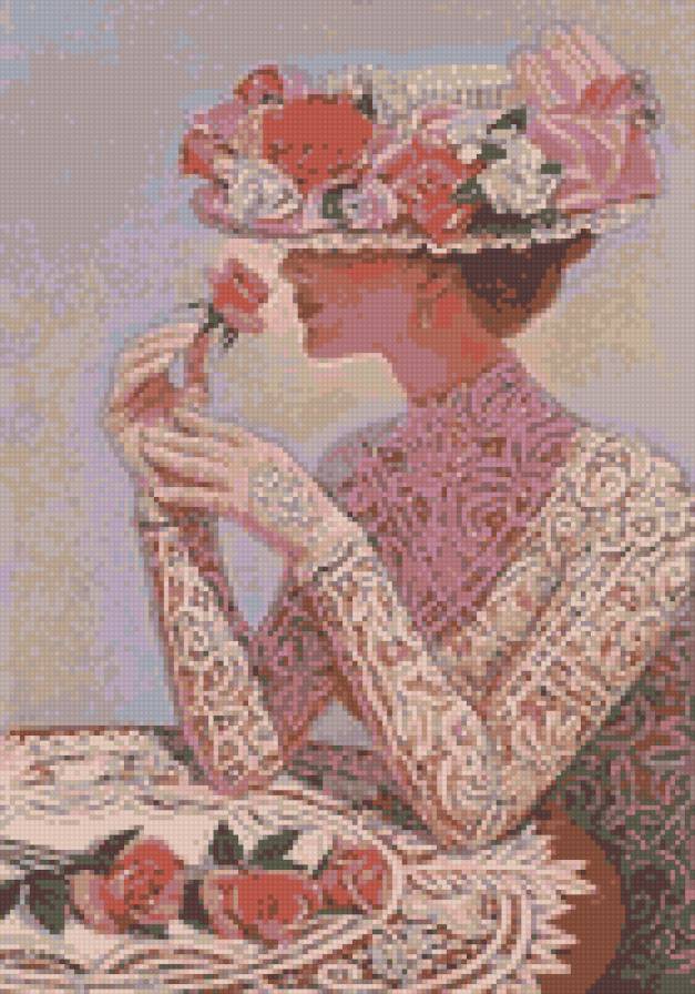 дама - дама, портрет, леди, лето, роза, ретро, женщина, девушка - предпросмотр