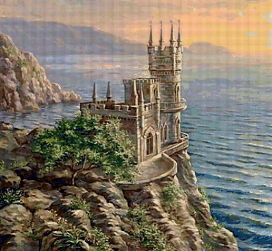Замок - замок, море, горы - предпросмотр