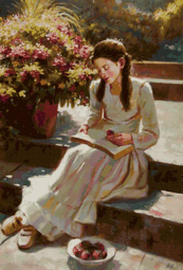 живопись - девушка с книгой - предпросмотр