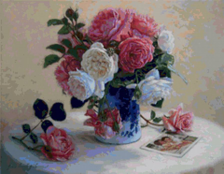 Букет роз - цветы в вазе - предпросмотр