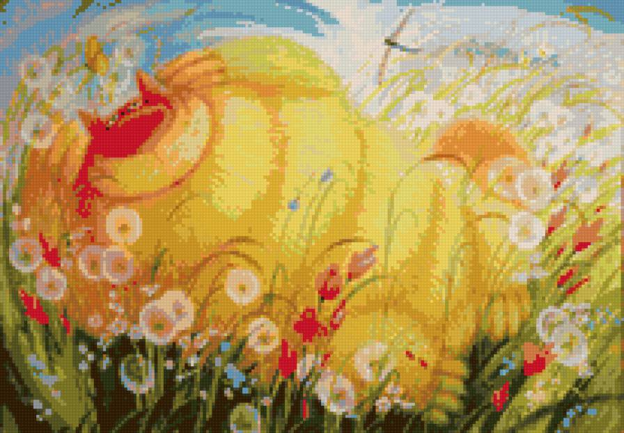 Кот на лугу - детские, лето, кошки - предпросмотр