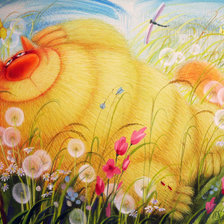 Схема вышивки «Кот на лугу»