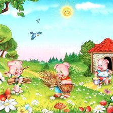 Схема вышивки «три поросенка»