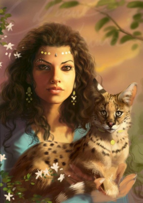 Девушка  рысью - девуша, рысь, дикие кошки, женский образ, животные - оригинал