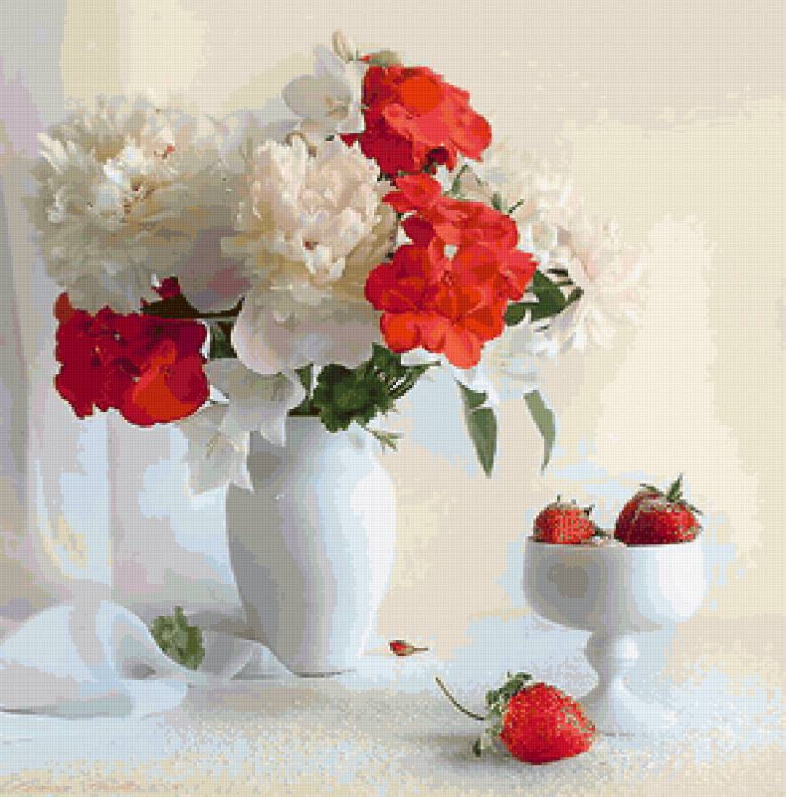 Натюрморт на белом - натюрморт, цветы - предпросмотр