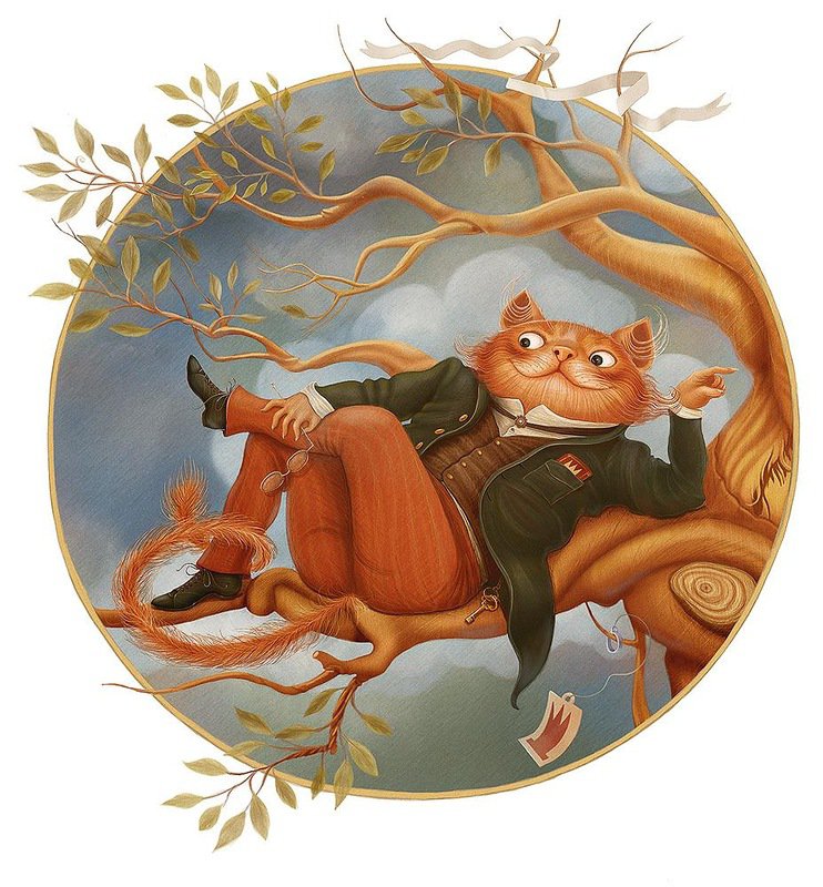 Чаширский кот - сказка, коты, животные, живопись - оригинал