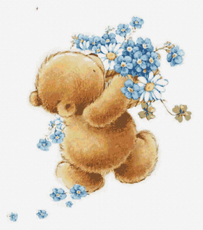 Мишка с цветами - мишка, букет, мишка с цветами, медведь - предпросмотр