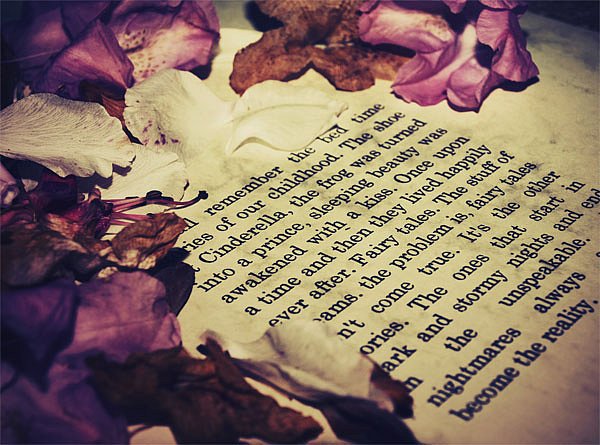 Страница книги - буквы, страница, цветы, лепестки. бумага, шрифт, текст - оригинал