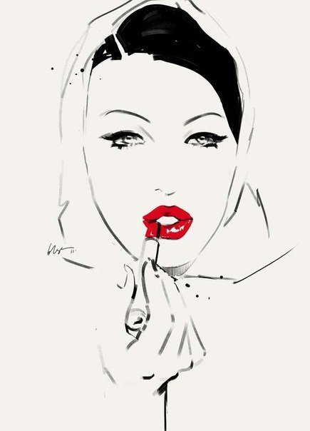 №34131 - дувешка, лицо, монохром, люди, помада - оригинал