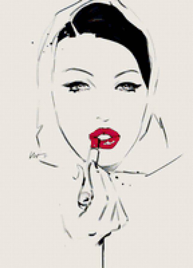 №34131 - лицо, монохром, помада, дувешка, люди - предпросмотр