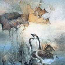 Схема вышивки «Два лебедя»