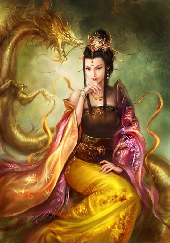 Японская принцесса - принцесса, японка, восток, девушка, дракон, фэнтэзи, япония - оригинал