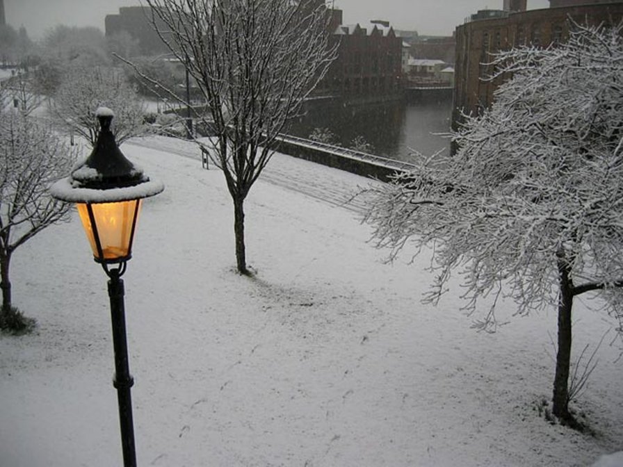 зима - зима, природа, пейзаж, фонарь - оригинал