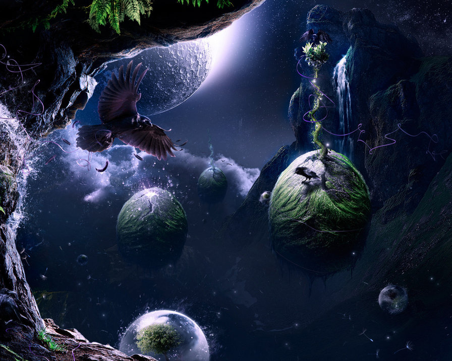 9 - космос, фэнтези, планеты - оригинал