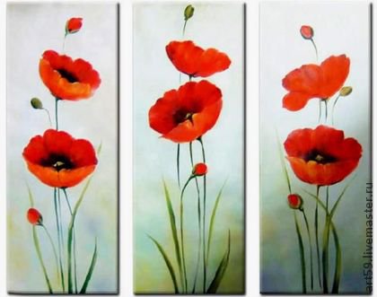 маки репродукция - триптих - оригинал