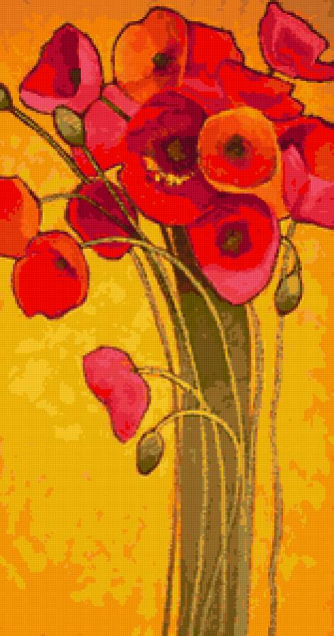 Маки на желтом - цветы, маки - предпросмотр