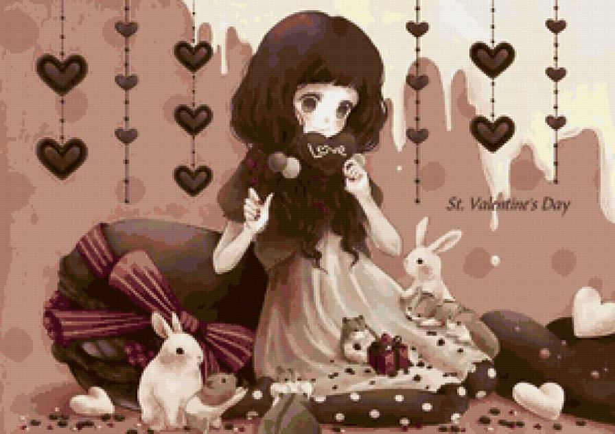 Девочка - девочка, надпись, винтаж, аниме, детство, кролики - предпросмотр